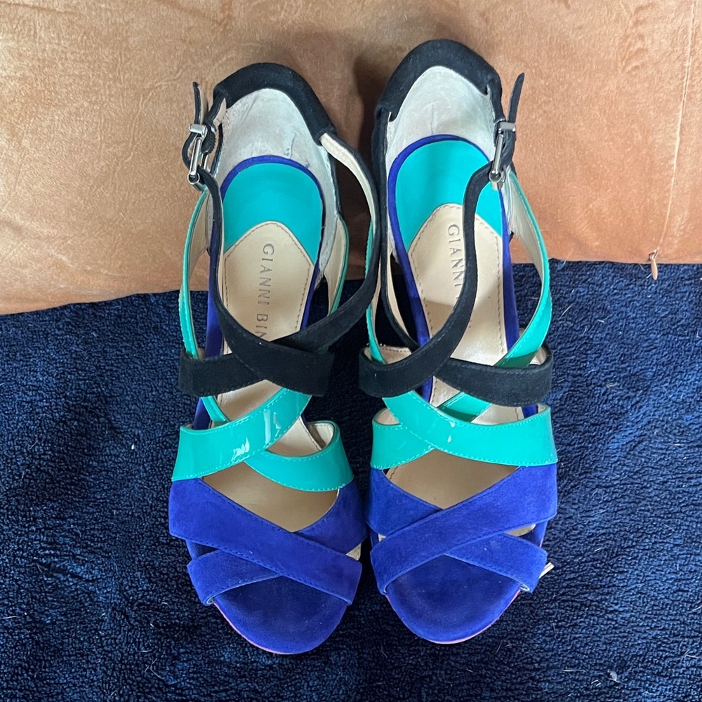 Gianni Bini Teal, Blue & Black Strappy High-Heel Sandals